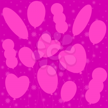 Flat monochromatic silhouettes of balloons on a pink background. Suitable for greeting card.