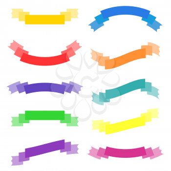 Set of isolated flat colored ribbons banners. On a white background. Suitable for the design
