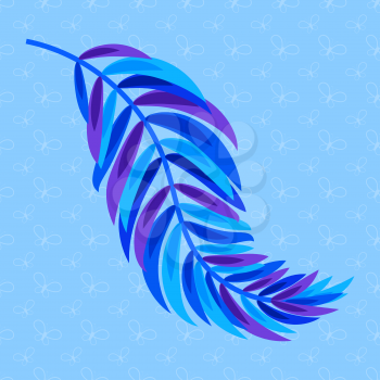 Flat color abstract silhouette of a leaf on blue background