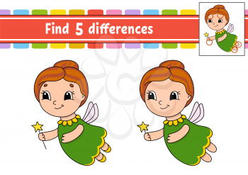 Find differences. Education developing worksheet. Activity page. Game for children. Isolated vector illustration in cute cartoon style.