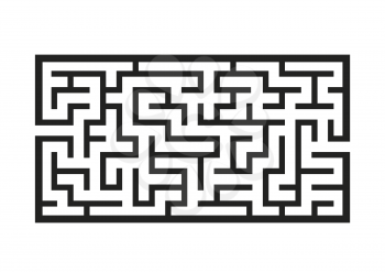 Black rectangular labyrinth. Game for kids. Puzzle for children. Maze conundrum. Flat vector illustration isolated on white background