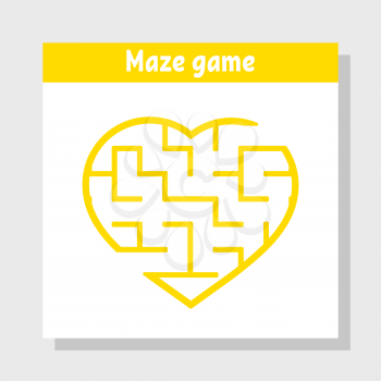 Color labyrinth heart. Game for kids and adult. Puzzle for children. Maze conundrum. Valentine's Day. Flat vector illustration