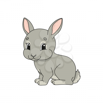Rabbit. Cute flat vector illustration in childish cartoon style. Funny character. Isolated on white background