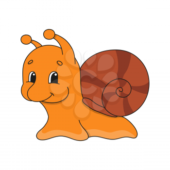 Snail. Cute flat vector illustration in childish cartoon style. Funny character. Isolated on white background