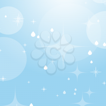 Light blue abstract background with stars and bokeh. Beautiful sky. Simple flat vector illustration