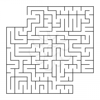 Abstract square isolated labyrinth. Black color on a white background. An interesting game for children and adults. Simple flat vector illustration. With a place for your drawings