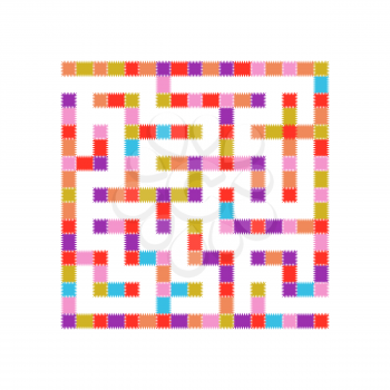 Square color labyrinth. An interesting game for children. Simple flat vector illustration isolated on white background.