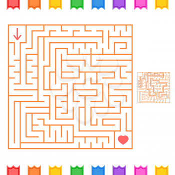 Square color labyrinth. An interesting game for children and adults. Simple flat vector illustration isolated on white background. With the answer.