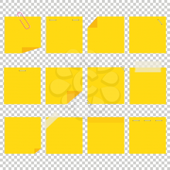 A set of yellow office sticky sheets. A simple flat vector illustration isolated on a transparent background.