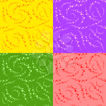 Set of colored abstract seamless patterns. Simple flat vector illustration.
