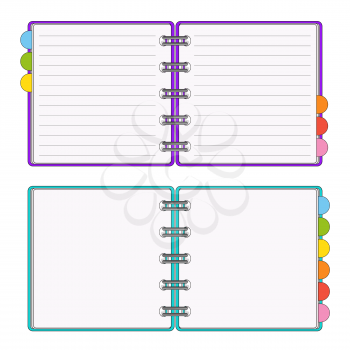 Open notepad for notes. Subject in the office, at home. Vector illustration isolated on white background.