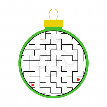 Labyrinth. Christmas tree toy. Simple flat vector illustration isolated on white background