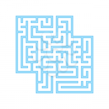 A blue square labyrinth. A game for children. Simple flat vector illustration isolated on white background. With a place for your images
