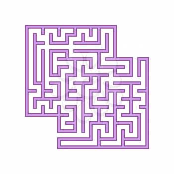 Purple square labyrinth. A game for children. Simple flat vector illustration isolated on white background. With a place for your images