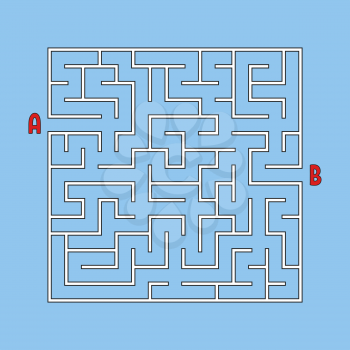 Abstract square maze. Game for kids. Puzzle for children. One entrances, one exit. Labyrinth conundrum. Simple flat vector illustration isolated on color background.