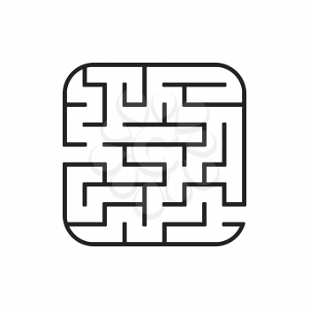 Abstract square maze. Easy level of difficulty. Game for kids. Puzzle for children. One entrances, one exit. Labyrinth conundrum. Flat vector illustration isolated on white background.