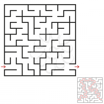 A square labyrinth. An interesting and useful game for children and adults. A simple flat vector illustration on a white background. With the decision