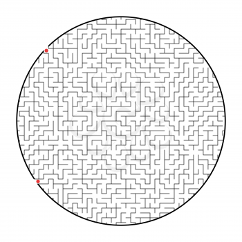 Difficult round labyrinth. Game for kids and adults. Puzzle for children. Labyrinth conundrum. Flat vector illustration isolated on white background