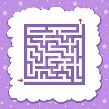 Color square maze. Game for kids. Puzzle for children. One entrance, one exit. Labyrinth conundrum. Flat vector illustration isolated on fairy background