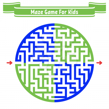 Color round maze. Painted in different colors. Game for kids and adults. Puzzle for children. Labyrinth conundrum. Flat vector illustration isolated on white background