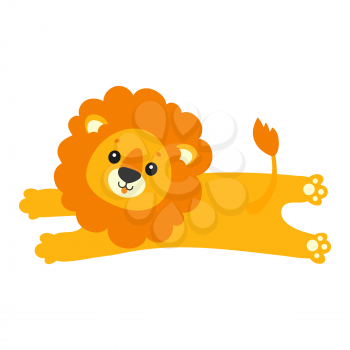 Cute lion. Wild animal. Cartoon character. Colorful vector illustration. Isolated on white background. Design element. Template for your design, books, stickers, cards.