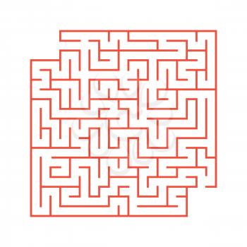 A colored abstract square maze with an entrance and an exit. Simple flat vector illustration isolated on white background. With a place for your drawings.