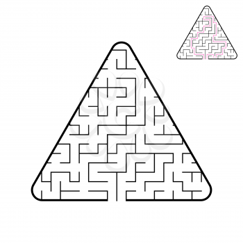Triangular labyrinth. An interesting and useful game for children. A simple flat vector illustration on a white background. With the decision