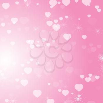 Romantic colored abstract background with hearts of different sizes. Simple flat vector illustration