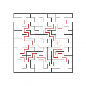 A square labyrinth for kids. The game is a mystery. A simple flat vector illustration on a white background. With the answer