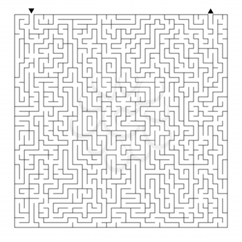 Abstract square maze. Game for kids. Puzzle for children and adult. One entrance, one exit. Labyrinth conundrum. Flat vector illustration isolated on white background