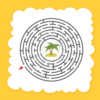 Abstract round maze. Game for kids. Puzzle for children. One entrance, one exit. Labyrinth conundrum. Cute character. Flat vector illustration. Cartoon style