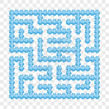 Icy blue square maze. Game for kids. Puzzle for children. Easy level of difficulty. Labyrinth conundrum. Flat vector illustration isolated on transparent background