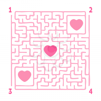 Square maze. Game for kids. Puzzle for children. Labyrinth conundrum. Flat vector illustration isolated on white background