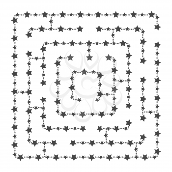 Simple square maze - starry sky. Game for kids. Puzzle for children. One entrance, one exit. Labyrinth conundrum. Flat vector illustration isolated on white background. With place for your image