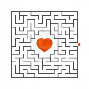 Abstract square maze. Game for kids. Puzzle for children. One entrance, one exit. Labyrinth conundrum. Flat vector illustration isolated on white background. Concept of love
