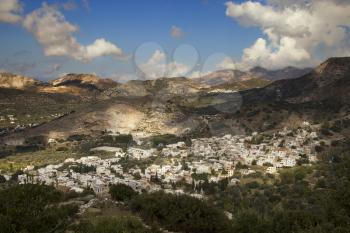 Beautiful view of the mountains and Danakos village on Naxos island, Greece
