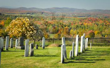 View of cemetery during fall season