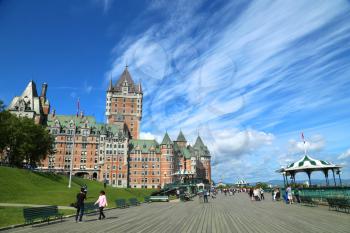 QUEBEC-CANADA 16 sept 2016:  Scenic view of Chateau Frontenac and dufferin terrace in Quebec city, in Canada