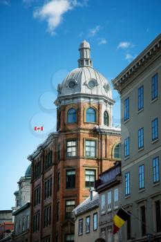 Old building in Quebec city in Canada during summer