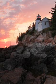 Bass Harbor lighthouse in Acadia national park, on mount desert island, Maine