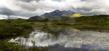 Beautiful view of the Cuillin mountain on the isle of skye, Scotland which is an old volcano