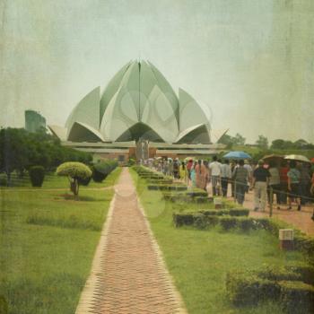 The Lotus Temple is located in New Delhi, India.  Shaped as a flowers, it has won numerous architectural awards and been featured in hundreds of newspaper.