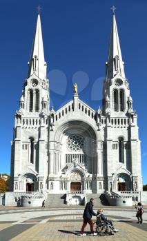 QUEBEC-CANADA 16 SEPT 2016: Basilica of Sainte-Anne-de-Beaupre in Quebec, Canada.  It has been credited by Catholic church with many miracles of curing the sick and disabled.