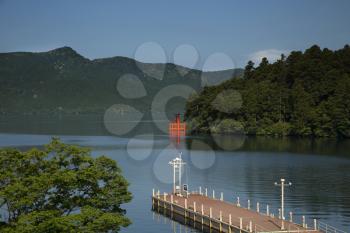 Beautiful view on lake Ashi in Motohakone, Japan