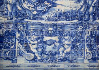 PORTO-PORTUGAL NOVEMBER 4, 2015:  Santa Catarina chapel in Porto a Neoclassical temple fromend of the 18th century, their faades are completely covered by story-telling tile panels in blue and white painted in 1929 by Eduardo Leite.