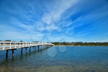 White bridge over water at Lake Entrance, Australia
