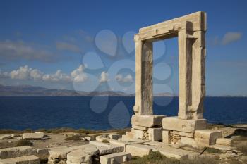Apollo Temple's entrance on Naxos island in Greece during the day