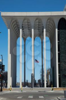 MINNEAPOLIS-MINNESOTA, APRIL 6th, 2018: Voya Financial 20 Washington, is an office building located in the Gateway District of Minneapolis. It was designed by Minoru Yamasaki and was opened in 1965