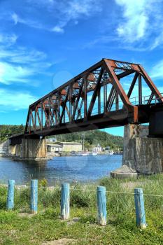 Port Daniel train bridge in Gaspesie, Quebec, Canada