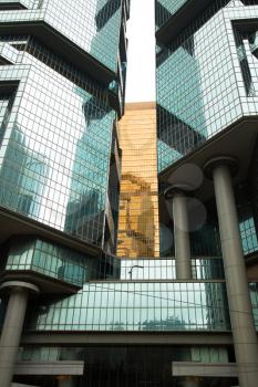 Detail of a business building in Hong Kong in China
